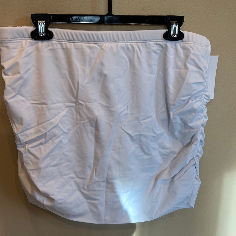 White Ruched Swim Skirt